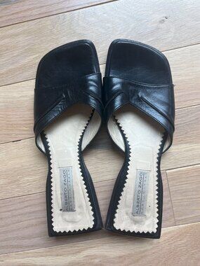 Alberto Zago Leather Slides Size 37